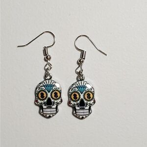 Handmade Halloween Day of the Dead Dia De Muertos skull earrings